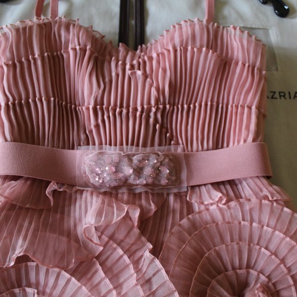 Silk BCBG Pink Dress - Silk Rosette Dress - Picture 4 of 6